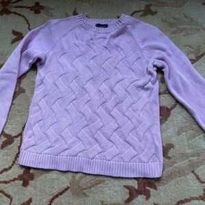 Lands End Lavender Cable Knit Pullover 14-16 Girls Large or Womens' Medium